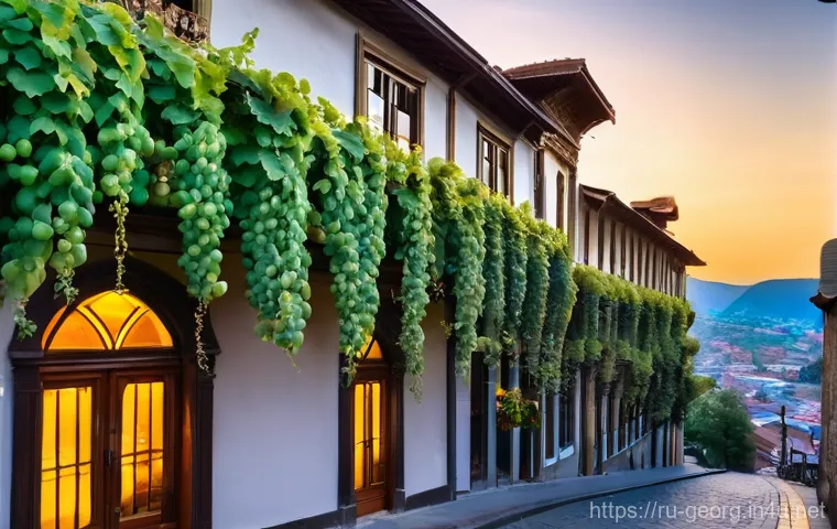 트빌리시 관광 명소 - **Old Tbilisi Charm at Sunset:** A picturesque, narrow cobblestone street in the heart of Old Tbilis...