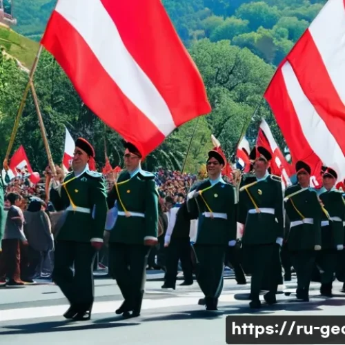 Home 27 조지아 독립 기념일 행사 - **Prompt:** "A vibrant scene on Rustaveli Avenue in Tbilisi during Georgia's Independence Day celebr...