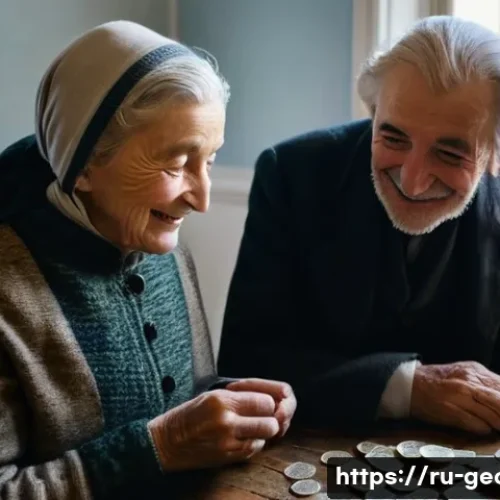 Home 26 조지아의 공공 복지 정책 - **Prompt:** A warm and cozy interior scene depicting an elderly Georgian couple, both dressed in tra...