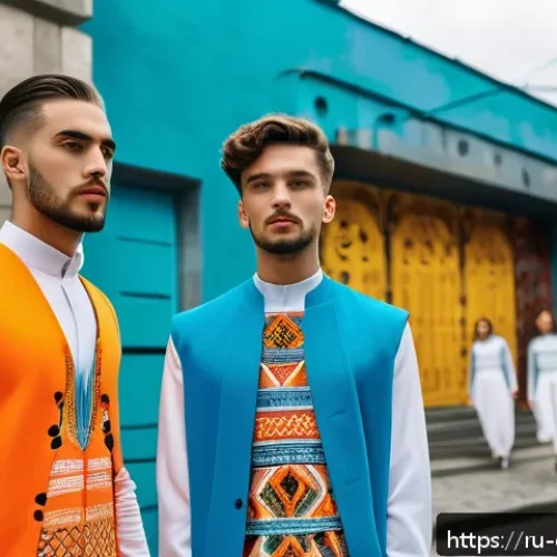 조지아의 청년 문화 트렌드 - A vibrant street scene in Tbilisi showcasing young Georgian fashion designers blending traditional n...