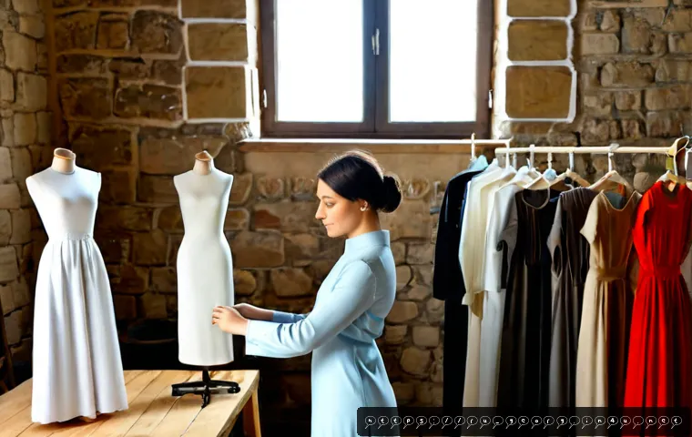 Home 17 조지아 패션 산업 - Photorealistic fashion atelier in Tbilisi, Georgia, a Georgian female designer in modest contemporar...